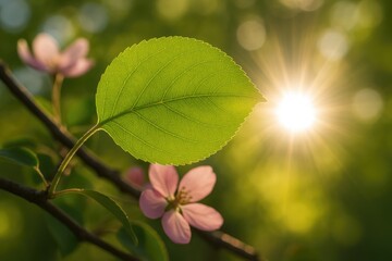 Poster - Sunlight filters through a crab apple tree leaf, revealing intricate natural leaf vein designs