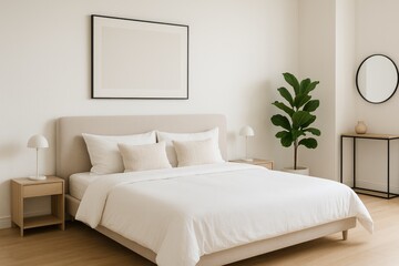 Poster - Elegant bedroom design featuring a spacious and plush bed