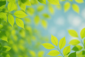 Poster - Fresh green foliage backdrop for spring