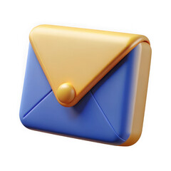 Poster - Stylized blue and yellow envelope icon isolated on transparent background