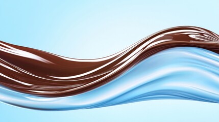 Poster - Abstract illustration of liquid chocolate and light blue substances flowing.