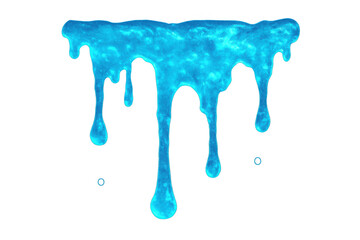 Poster - Thick blue slime oozing and dripping down against a transparent background, adding a vibrant and glossy touch to creative projects