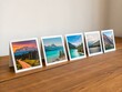 © MIkrom - Five Landscape Photo Cards Displayed on Wooden Table