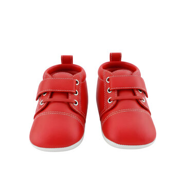 3D rendering of baby shoes set against a white background

