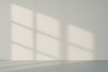 Poster - Interior wall background with studio lighting and backdrops displaying products with window shadows in white and blue hues for text placement and presentation