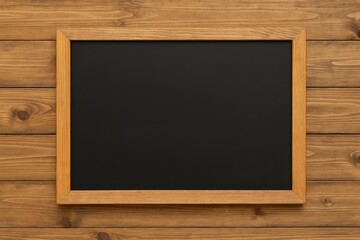 Leinwandbilder - Educational chalkboard placed on a rustic wooden surface