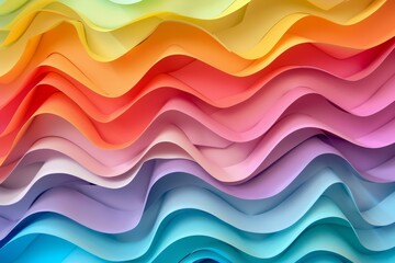 Aufkleber - Wavy stripes in rainbow colors create a vibrant and dynamic abstract background