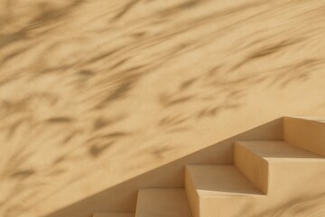 Wall Mural - architectural stairs casting summer shadows on textured painted walls with abstract floral patterns 