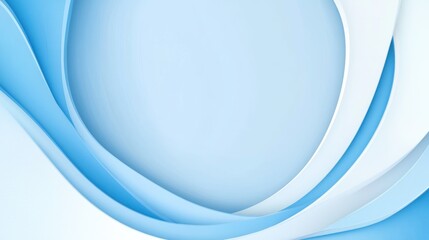 Poster - Abstract design with flowing, light blue and white curves.