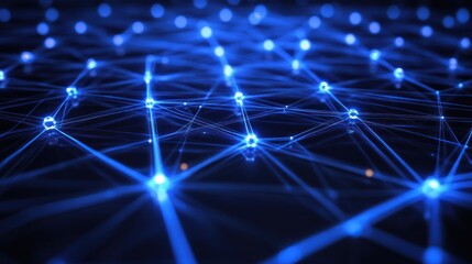Poster - Abstract network of glowing lines and points.