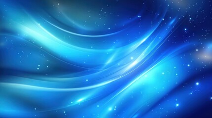 Poster - Abstract design with flowing blue lines and glowing particles.
