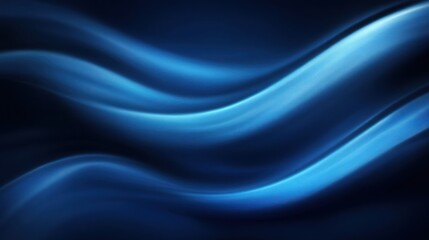 Poster - Abstract design with flowing blue curves on a dark background.