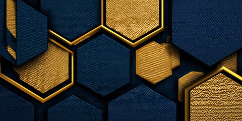 Poster - Geometric shapes in blue and gold