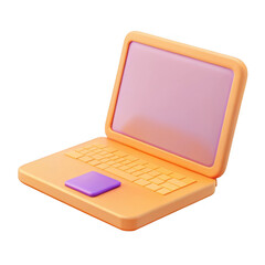 Wall Mural - 3d stylized laptop with purple trackpad isolated on transparent background