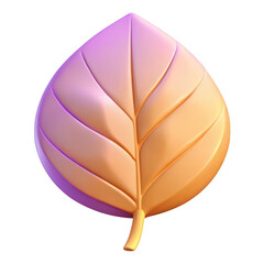 Wall Mural - 3d stylized leaf with gradient colors isolated on transparent background
