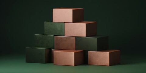 Poster - Geometric cubes stacked in a pyramid