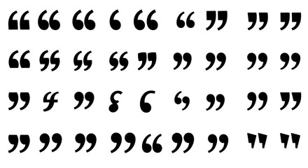 Poster - Quotation Marks: A variety of classic quotation marks arranged to illustrate speech, dialogue, and expression, in a simple, elegant display, perfect for design and communication.