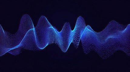 Poster - Abstract digital wave pattern in shades of blue.