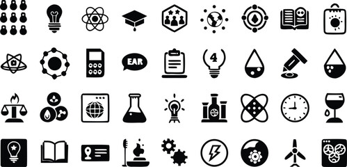Poster - Set of black and white silhouette icons vector collection for business travel and web design