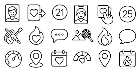 Poster - collection of icons including a heart, a guitar, a phone, a calendar, and a fire
