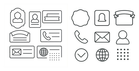 Poster - Collection of icons for various business and communication purposes. The icons include a phone, a globe, a person, and an envelope. The icons are arranged in a grid, with some overlapping each other