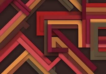 Poster - Abstract warm toned geometric paper layers