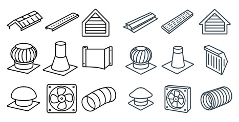 Poster - Collection of various items, including a fan, a vent, and a fan. The items are all drawn in a simple, stylized way