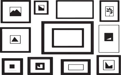 Aufkleber - Black and white frame set with various styles for photo or artwork display