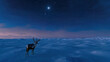 © Holaa - Reindeer in snowy landscape at night with stars christmas holiday winter scene stock photo image
