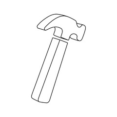 Fototapete - The outline of a large hammer symbol is made with black lines. 3D view of the object in perspective. Vector illustration on white background