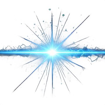 Png glowing horizontal blue light beam with radiant lens flare and shine. Futuristic energy line flash with shimmer, speed, and neon highlight. Transparent digital PNG illustration.