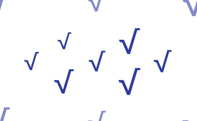 Aufkleber - Seamless pattern of large isolated blue square root symbols. The pattern is divided by a line of elements of lighter tones. Illustration on light transparent background