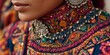 © ARTEMISIA - Close-up of Woman's Neck Adorned with Intricate Colorful Embroidery