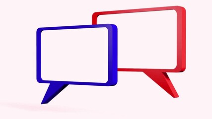 Wall Mural - Communication dialogue speech bubbles chat message icons symbols red blue blank design elements internet technology online conversation