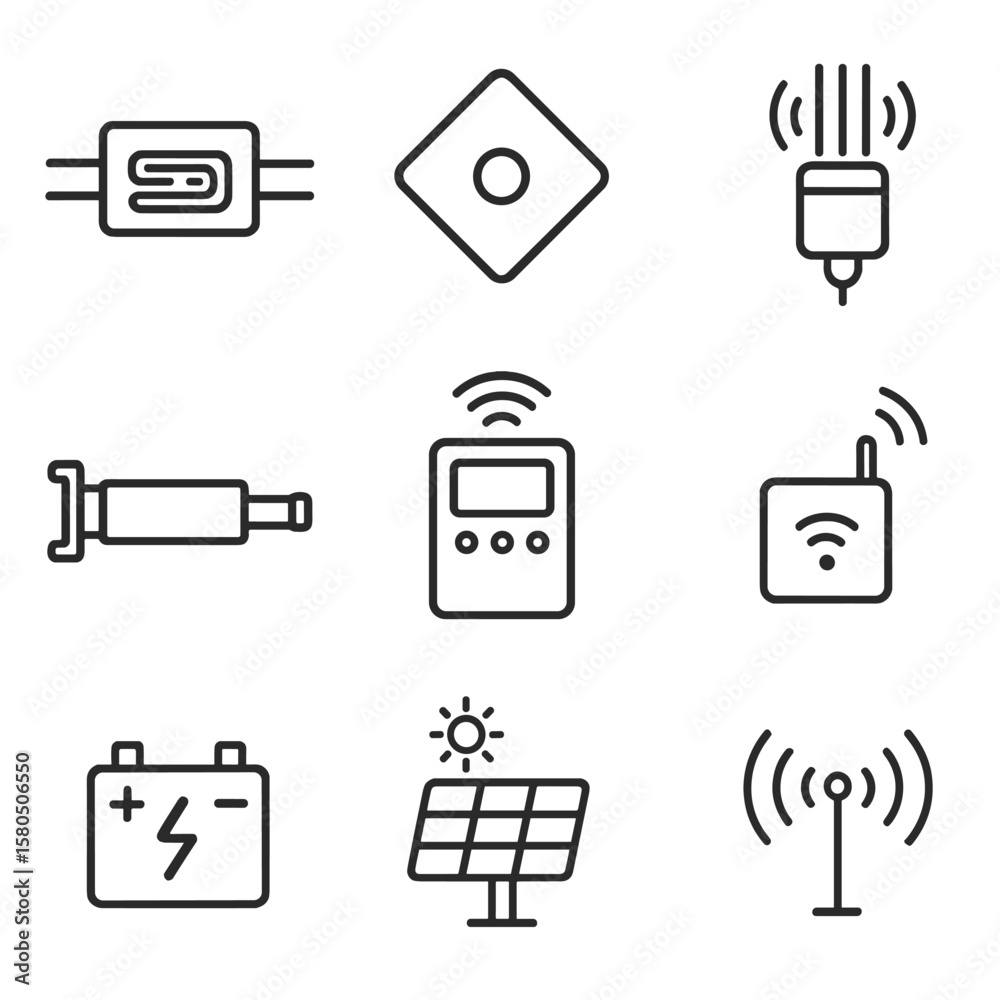 Structural Monitoring Icons. Line style icons of Structural Monitoring ...