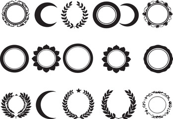 Aufkleber - Vintage round frame badge and label icon set vector illustration