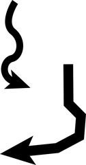 Poster - Two black arrows pointing left one curved and one angular on a white background