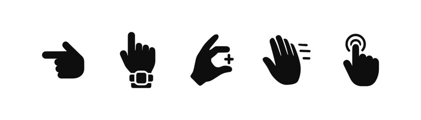 Poster - Gesture control silhouette icon set. hands, touch, interaction, ui icons silhouette design