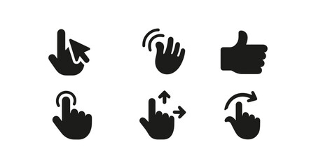 Poster - Hand gesture solid icon set. touch, swipe, click, gesture icons solid collection