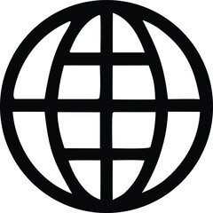 Poster - A stylized black and white graphic representation of a globe with intersecting lines indicating a global network or internet connection