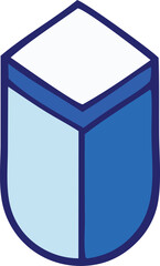 Poster - Abstract geometric shield logo with three shades of blue and a white top surface rendered in a simple clean vector style
