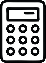 Fototapete - Simple hand drawn black and white icon of a calculator with a display screen and number buttons