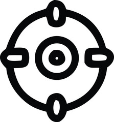 Poster - Stylized black and white target symbol with concentric circles and four oval shapes connected to the outer ring