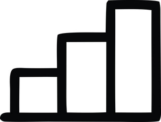 Poster - Simple black and white graphic representation of a bar chart showing upward trend and growth with three distinct bars of increasing height