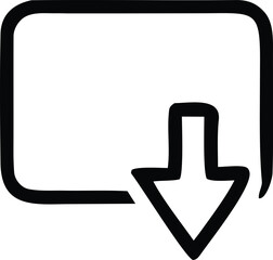 Poster - Simple hand drawn black outline of a rectangle with a downward pointing arrow emerging from the bottom right corner