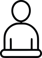 Poster - Simple black outline icon representing a person with a head and torso symbolizing identity or user profiles