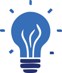 Poster - A simple stylized blue light bulb icon with radiating lines symbolizing innovation ideas and inspiration against a clean white background