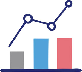 Poster - Simple graphic representation of a growing trend with a bar chart and a line graph showing upward progress