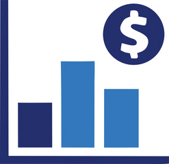 Fototapete - Financial growth represented by a bar chart with a dollar sign icon signifying monetary success and economic progress