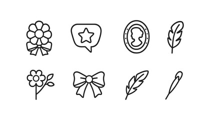 Poster - Nature and decoration outline icon set. elegant, simple, floral elements collection